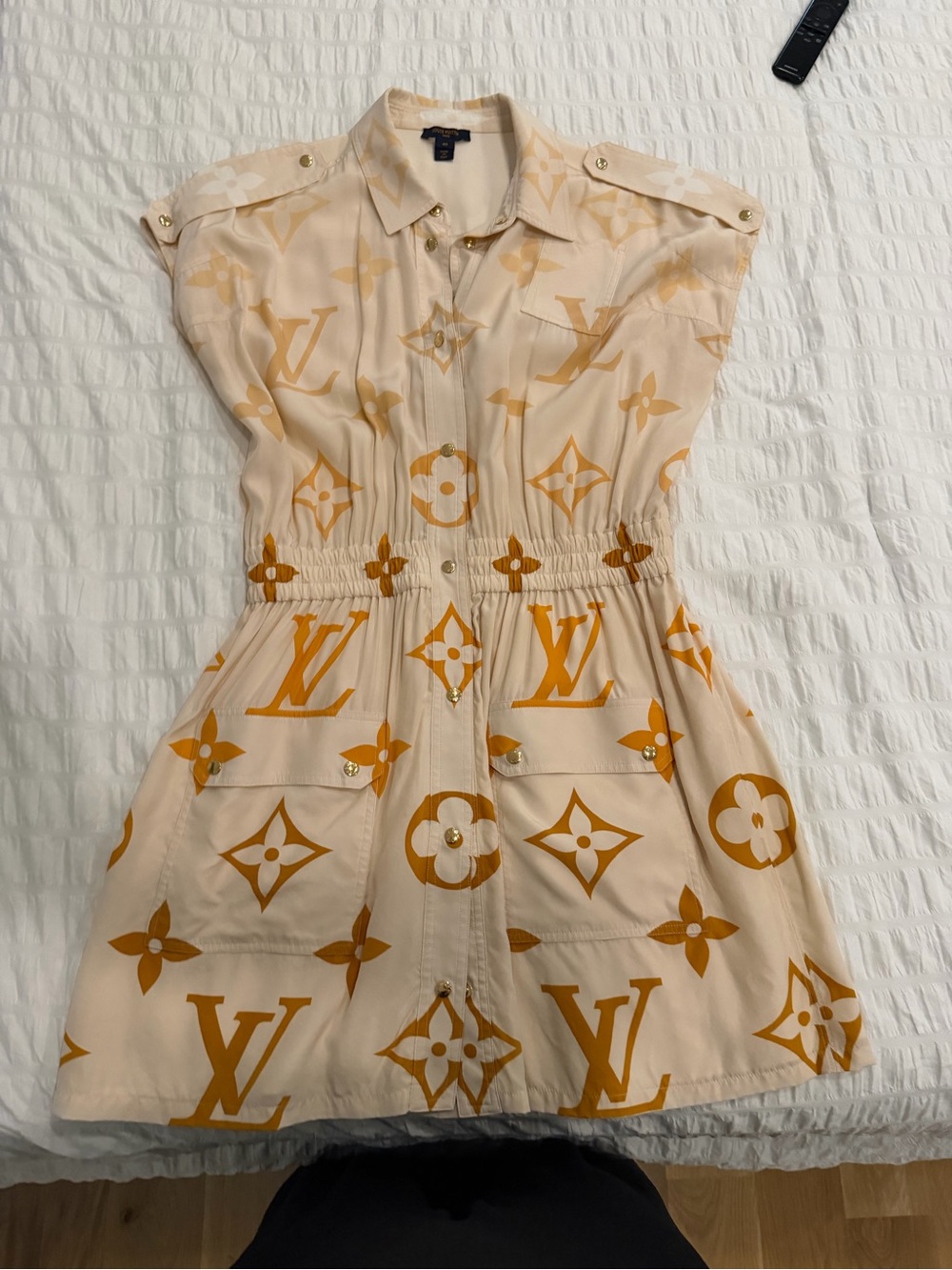 Louis Vuitton Cream & Gold Monogram Button-Front Blouse